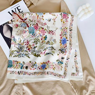 Druck 70cm Weicher Satin Kopftuch Damen Luxus Design Halsband Schal Weiblich Haar Handgelenk Foulard Stola Hijab Bandana