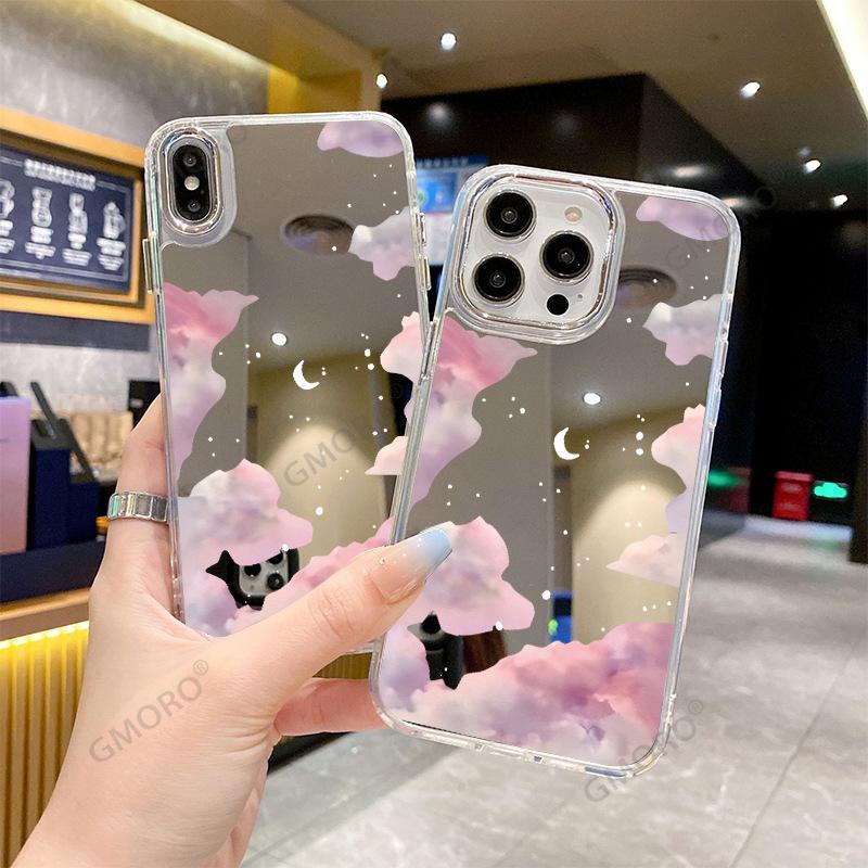 Pink Cloud Apple Mirror Mobile Phone Case 15promax for 17pro Mobile Phone Case Air Gentle