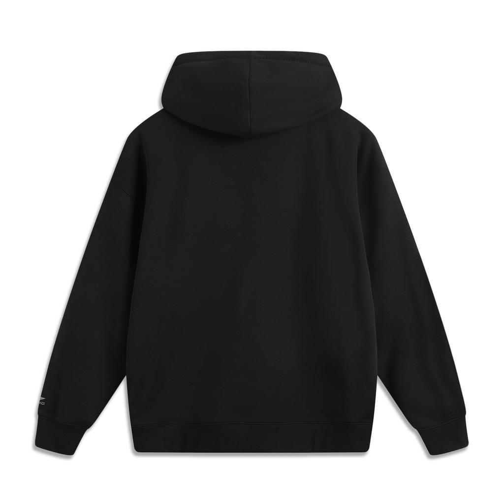 Li Ning Sports Lifestyle Series Infraröd Antistatisk Antibakteriell Pullover Lös Fleece Varm Sweatshirt Unisex sweatshirt Svart AWDUA07-1