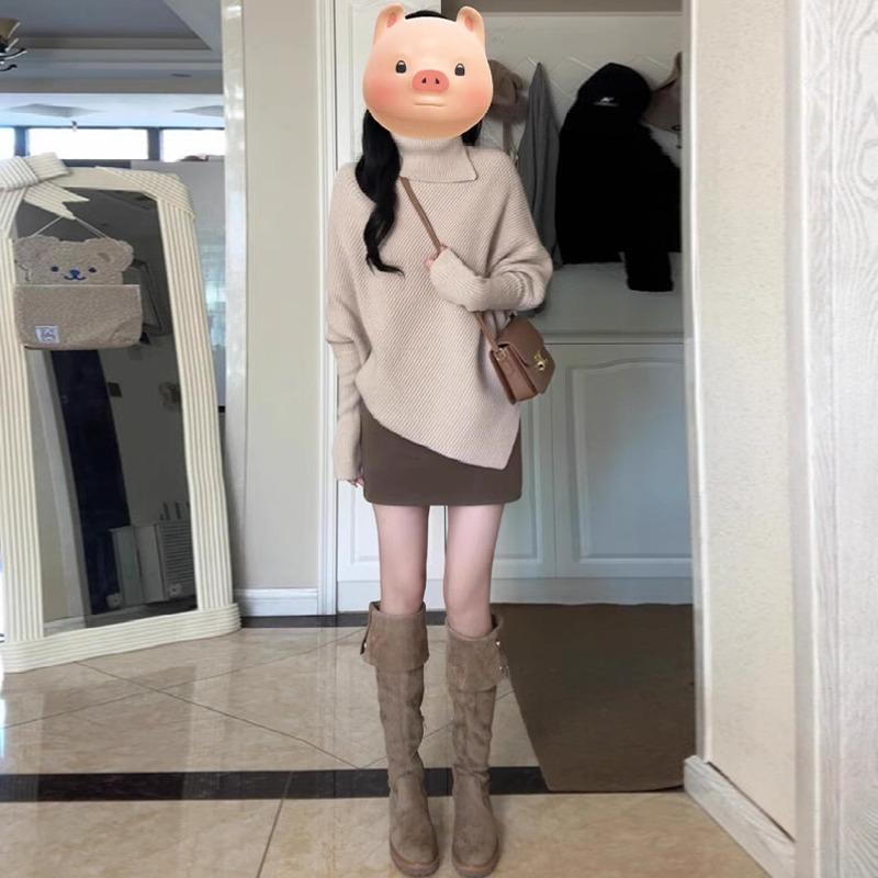 

Women s High Waist Flannel A-line Skirt - Autumn/Winter 2025, Slimming and Hip-hugging Design Extra Large