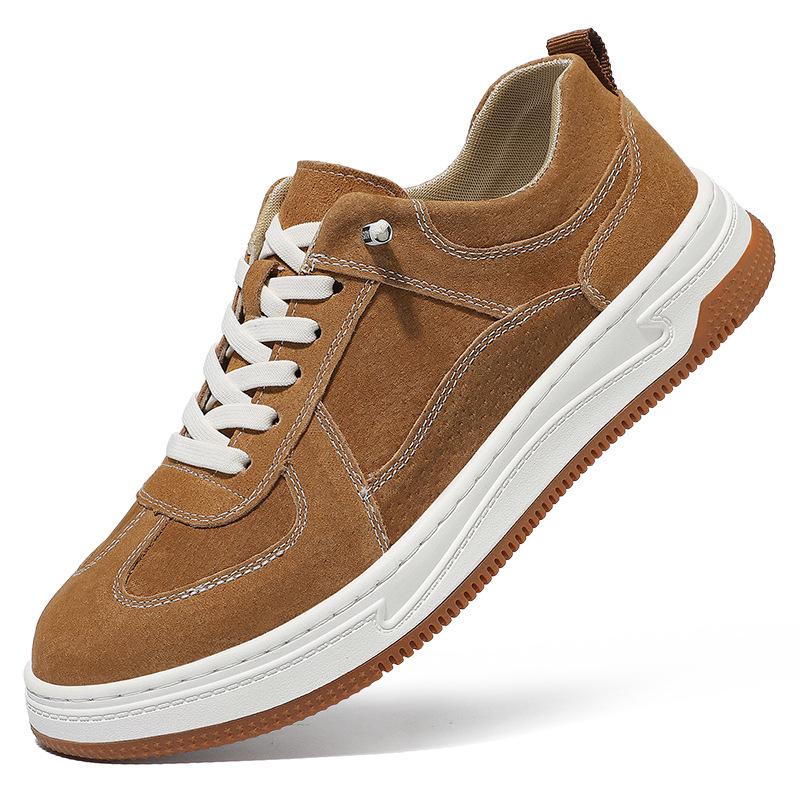 Spring Men's Shoes New Retro Board Shoes Men's Shoes Genuine Leather Sports and Leisure White Background Versatile Color Matching Men's Leather Shoes