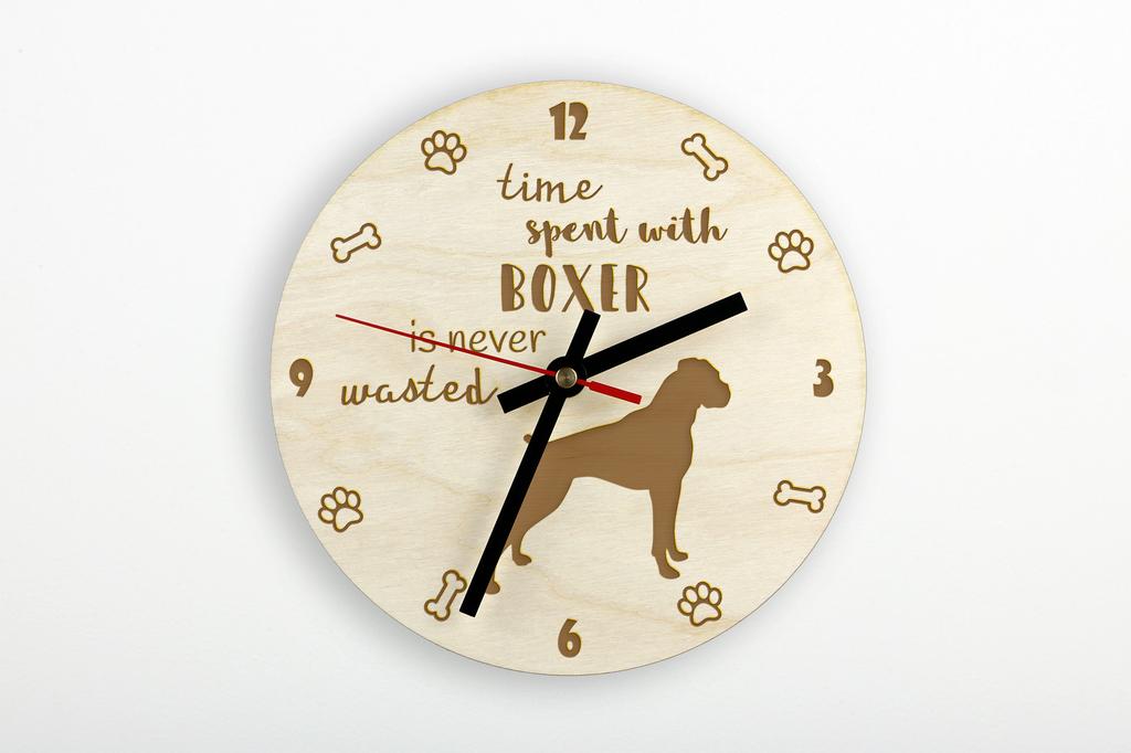 Boxer, German Boxer II - clock with dog, wooden clock with engraving, personalised clock by Art-Dog