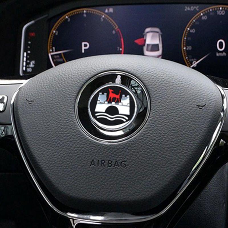 1Pc 4.5cm Car Steering Wheel Emblem Badge Sticker Decoration Accessories