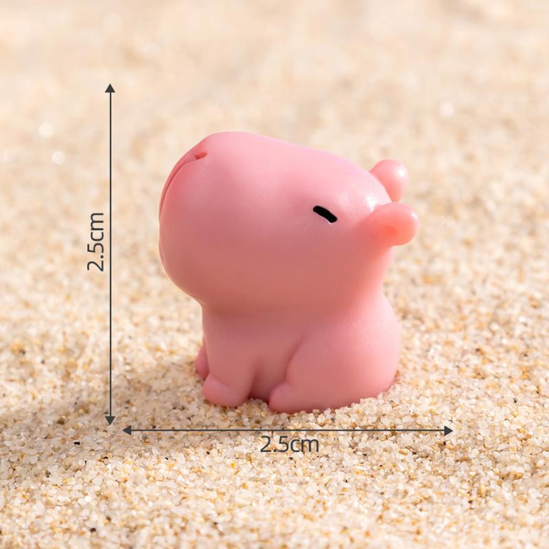 Mini Pink Capibara Ornament Cartoon Capybara Micro Landscape Model Dollhouse Decoration Car Interior