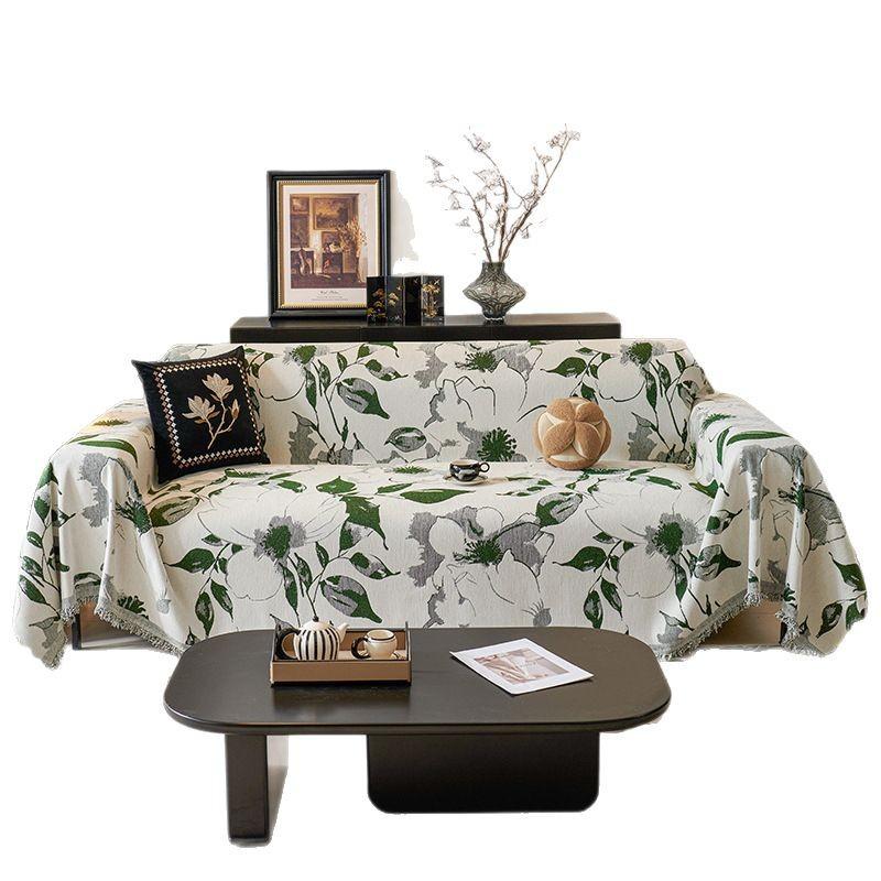 New Chenille Fabric Sofa Covers Four Seasons Universal Tassel Throw Blankets Anti-cat Scratch Towel Protector For Living Room