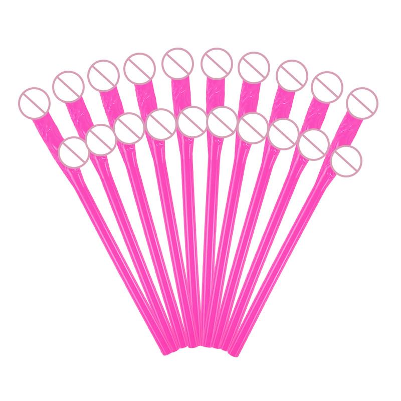 10pcs Bachelorette Party Penis Straws Plastic Novelty Nude Dick Drink Straw For Hen Night Bar Decor Wedding Team Bride Supplies