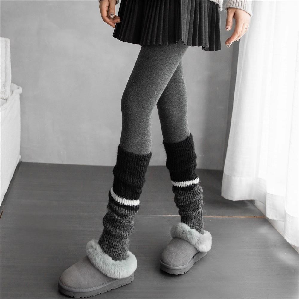 2pairs American Retro Cashmere Color Blocking Long Sock Winter Warm Knitted Leg Warmers for Women Lolita JK Boot Cover Stockings