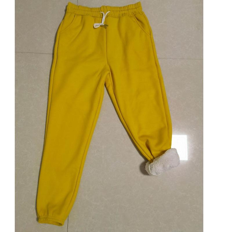 Lamb Wool Autumn and Winter Fleece Thickened Sweatpants Women's Harlan Pants Loose Large Size Thermal Casual Pants Belt