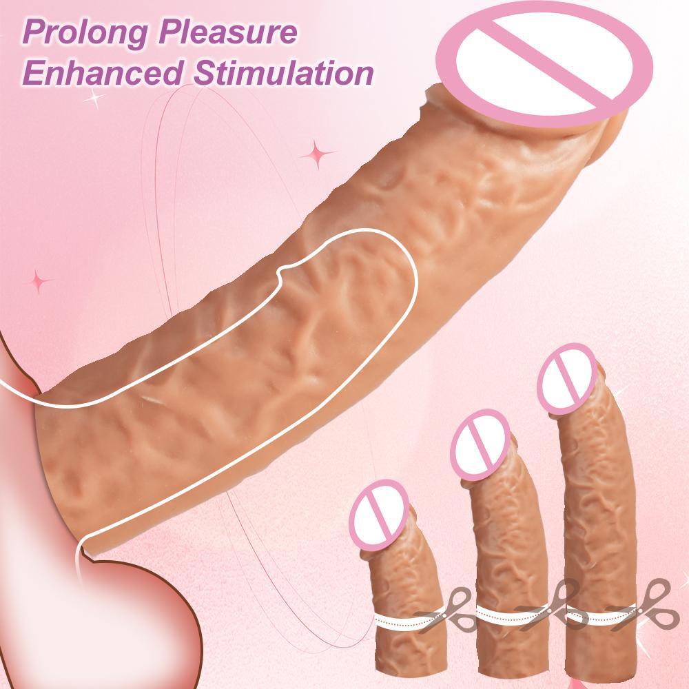 Soft Silicone Condom Enlargement Penis Sleeve Realistic Penis Extender Sex Toys for Men Sexual Tools Reusable Condom Cock Sleeve