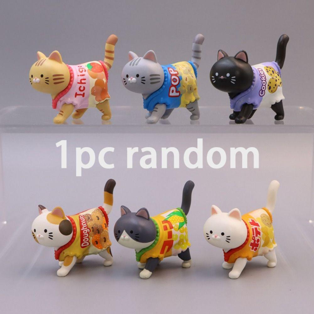 PVC Cat Model Doll Toys Walking Animal Mini Cat Ornaments Snack Cat Figure Toys  Desktop Decor