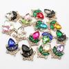 LKERAN 10 Pieces 27 * 35MM Colorful Leaf Rhinestone Button Clothing DIY Wedding Clothing Metal Handicraft Decoration Accessories