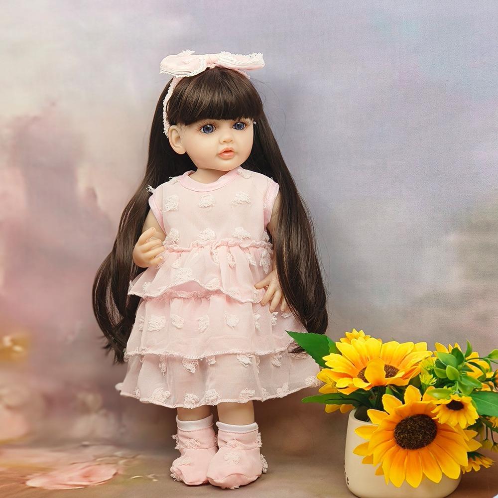 45 cm Mały rozmiar Reborn Baby Doll Betty Miękka winylowa silikonowa lalka Reborn Full Body Słodka księżniczka Prosta noga Noworodek Lalka Domek Zabawka