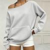Felpa da Donna a Spalle Scoperte in Maglia a Manica Lunga con Tasche - Vestibilità Larga Colore Casual