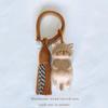 Handmade Wood Carving Cats Bag Charms Keychain Purse Accessories Cute Mini Tassels Pendants Suitable for Bags Backpack