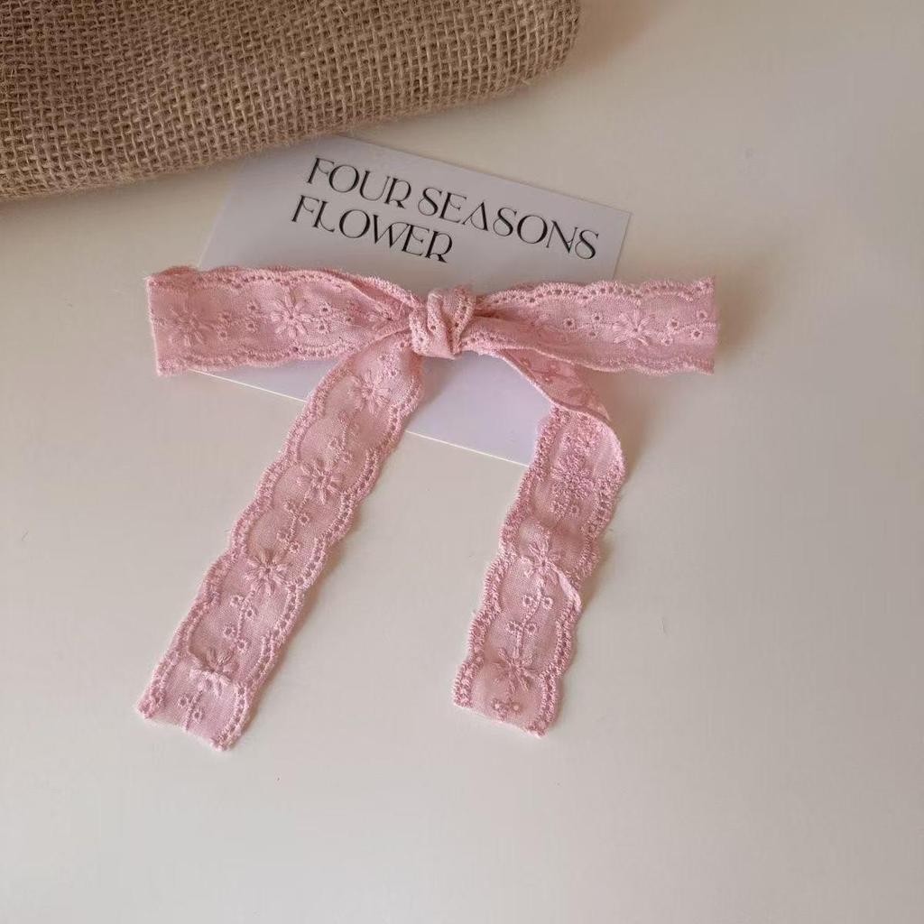 Gentle White Lace Bow Duckbill Clip for Bangs & Ponytails