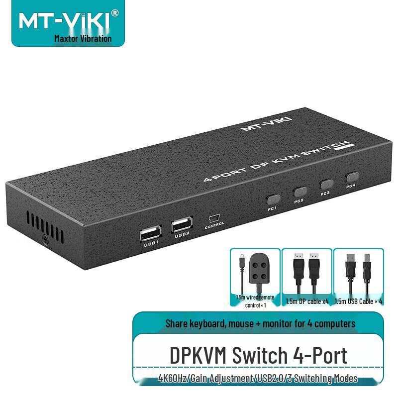 

MT-viki 4-Port 4K 60Hz DisplayPort KVM Switch