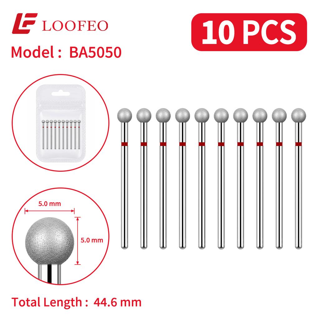 Ball Diamond Nail Drill Bit Set 1.5/2/2.5/3/3.5/4/4.5/5mm Red Fine Nail Milling Cutters Nail File Bit Sets Nail Prep Dead Skin Removal Shaping