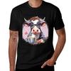 Coffee Cow Design Cute Mother Cow Drinking Coffee Tshirt Basic Solid Tee For Daily Use