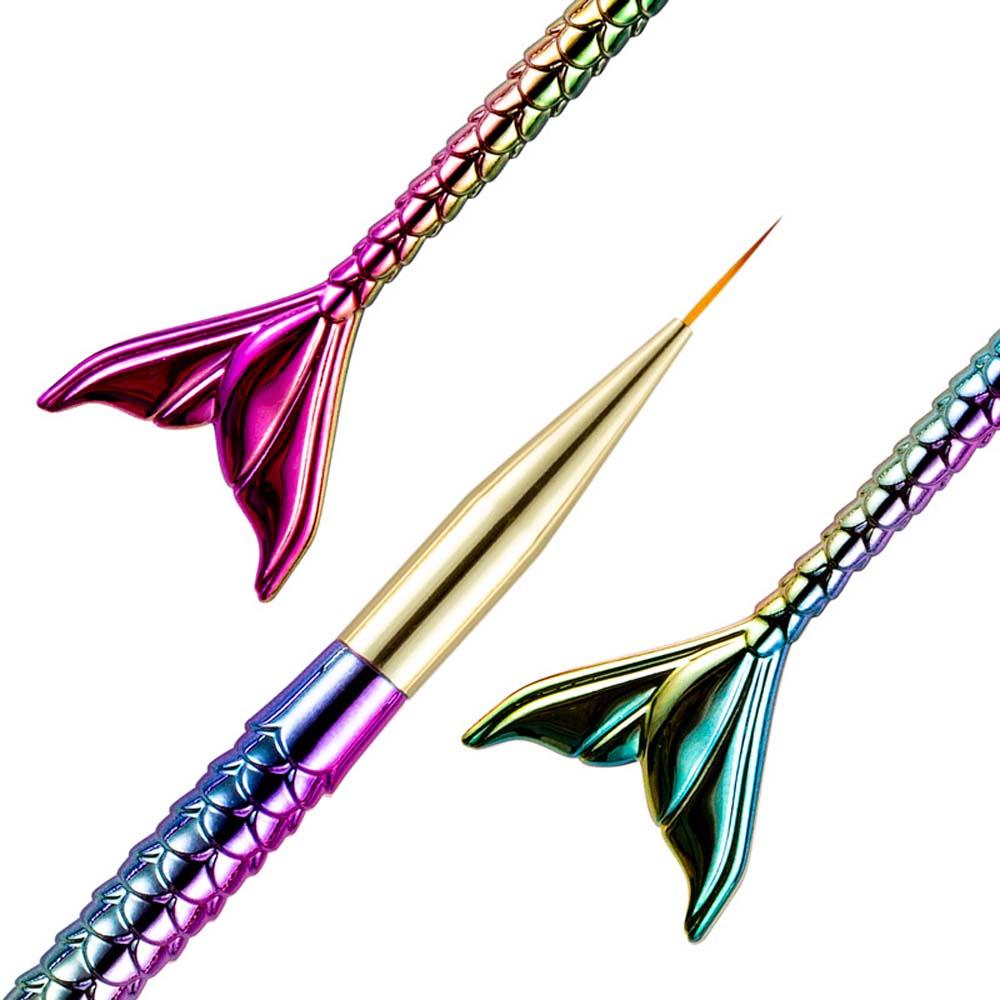 3Pcs/set Ultra-thin Line Mermaid Nail Painting Brush Mermaid Pull Wire Nail Brush Nail Salon