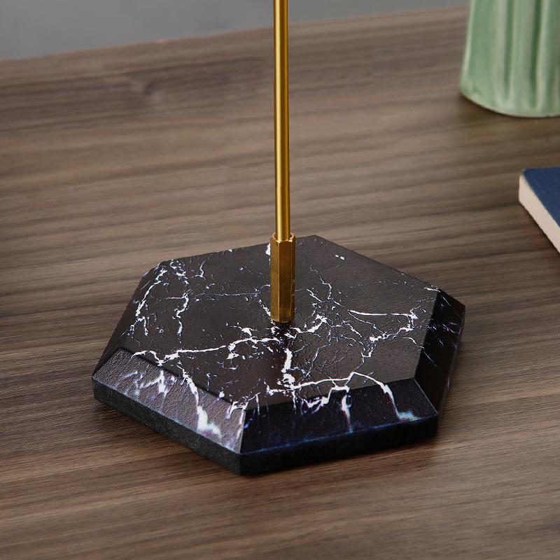 Vintage Metal Rudder Brush Pen Holder with Resin Stone Base Calligraphy Rest Ink Hanger 6 Hooks Writing Brush Holder