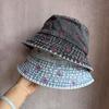 Bucket Summer Sunshade Hat Cotton Denim Material And Embroidered Cartoon Women