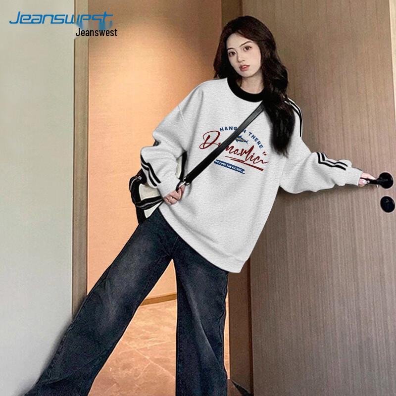 Jeanswest Women s Heavyweight Striped Round Neck Sweatshirt XL
