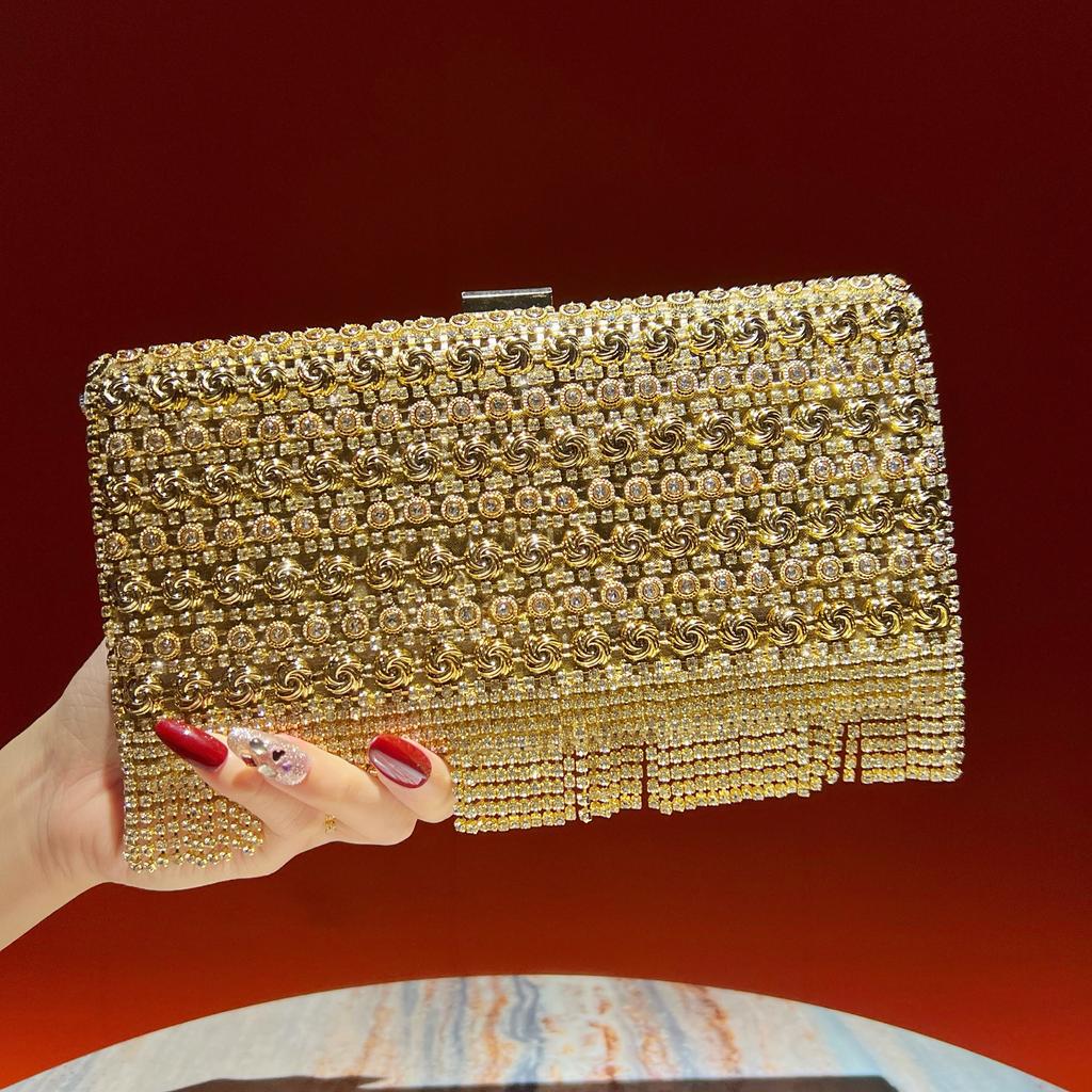 Hand-held Bag - High-end and Luxurious Floral Diamond-set Evening Bag - French-style Shiny Handbag Casually