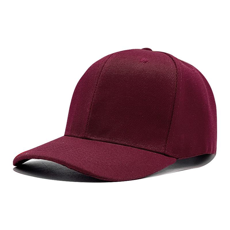 

Solid color hardtop baseball cap acrylic hat hot selling versatile cap sun hat printing Velcro adjustable (56-58cm) темно-красного