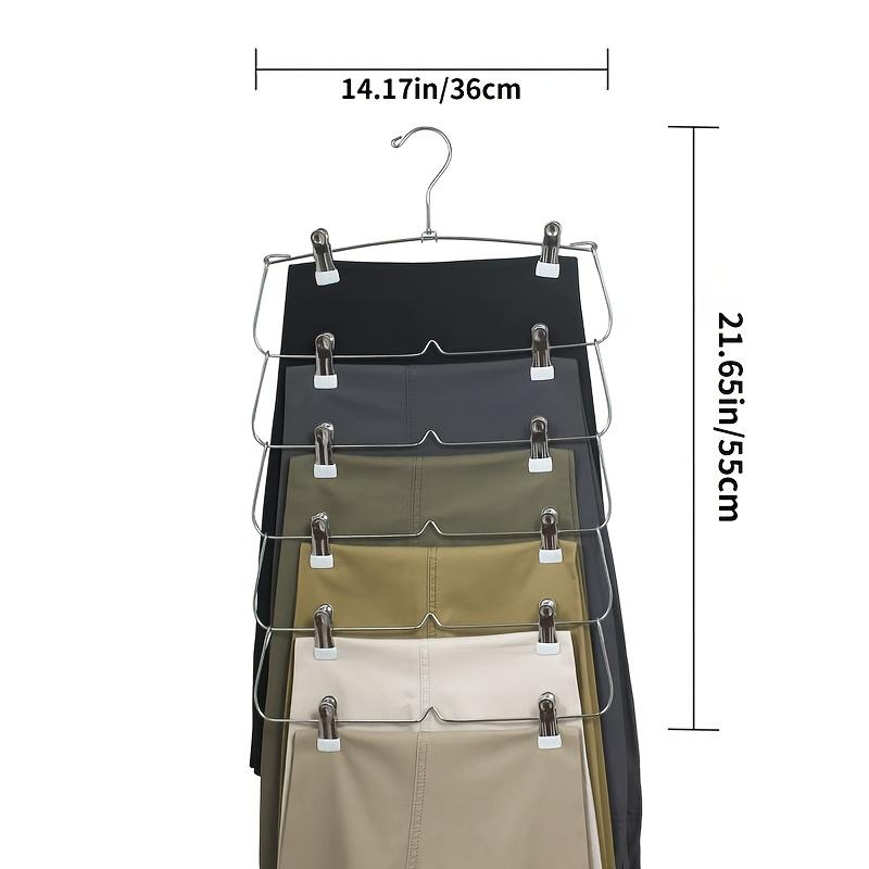 Skirt Hanges Space Saving, Pants Hangers with Clips 6 Tier,Closet Organizers and Storager,Clothes Hanger Space Saver