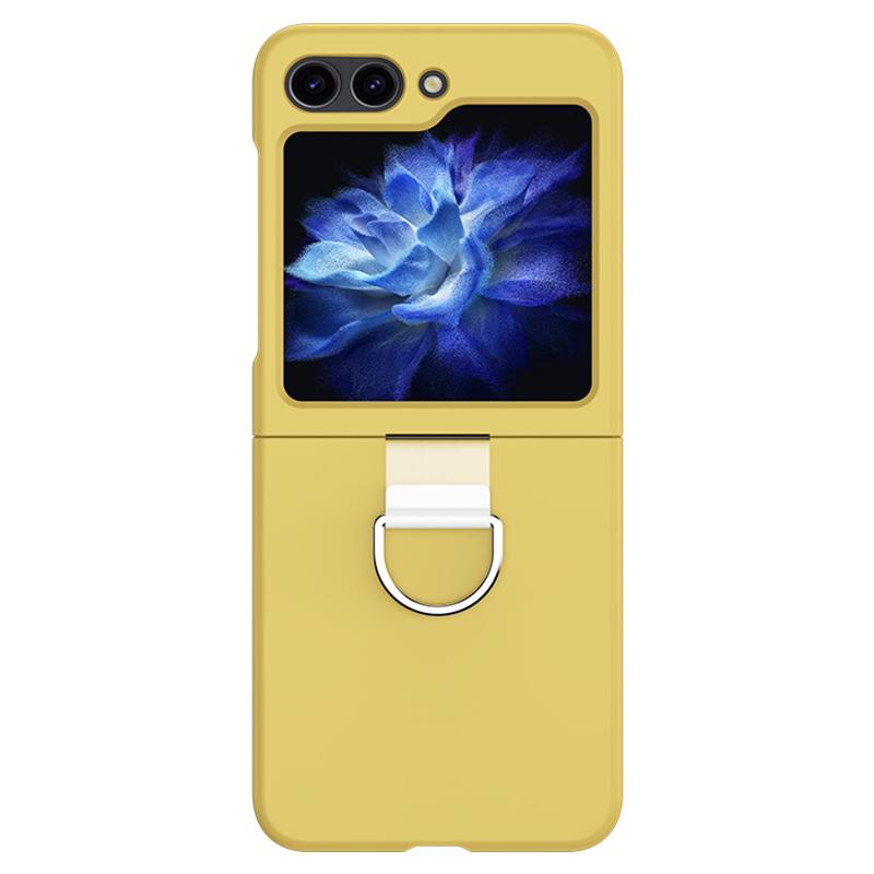 For Samsung Galaxy Z Flip7 FE 5G/Z Flip6 5G Hard PC Case Metal Ring Holder Anti-Slip Skin-Touch Phone Cover