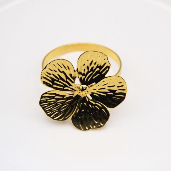 6 Pcs Flower Napkin Rings Metal Napkin Holders Silver Golden Flower Napkin Rings with Textured Petals for Dinner Table Wedding Party