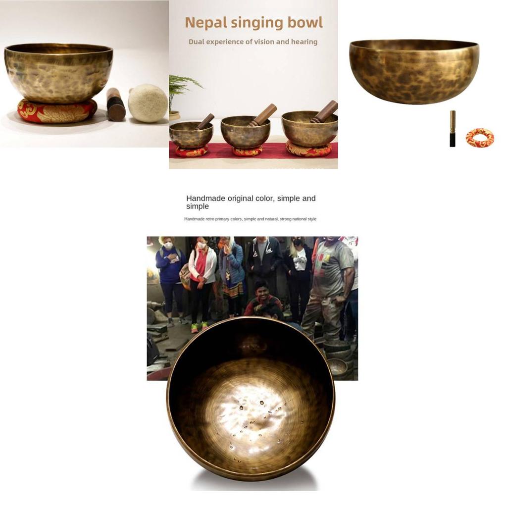 Large Copper Buddha Sound Bowl For Meditation And Religious Rituals With Handcrafted Art