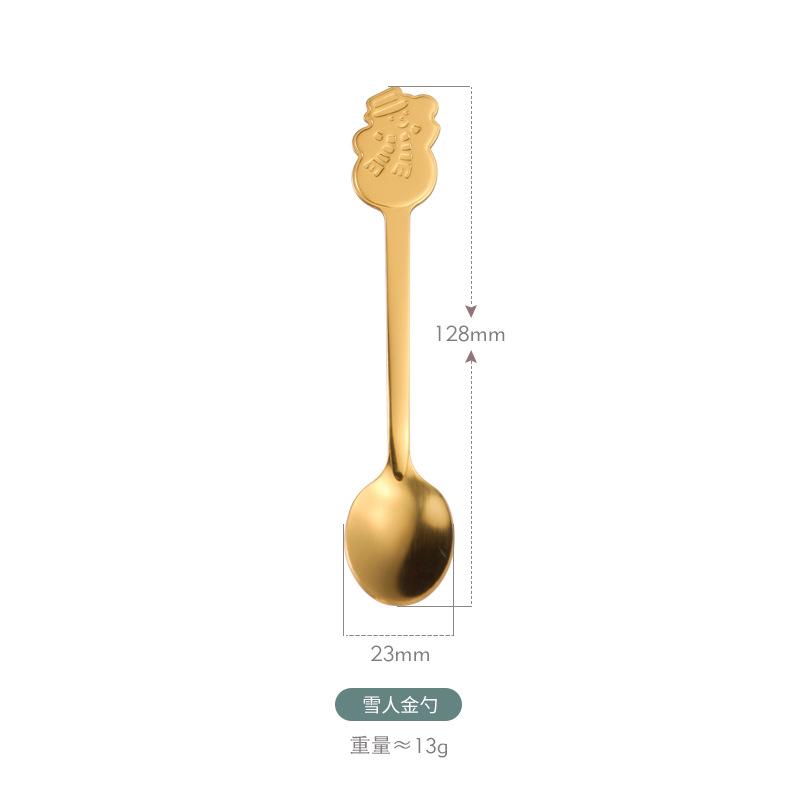 Christmas Spoon Gift Box Tableware Set Coffee Stirring Spoon Dessert Spoon Creative Cartoon Stainless Steel Christmas Spoon