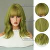 Perucă verde pentru femei Perucă de păr sintetic Bob până la umăr Perucă ondulată Cosplay Party Perucă de Halloween pentru femeie cu păr fals