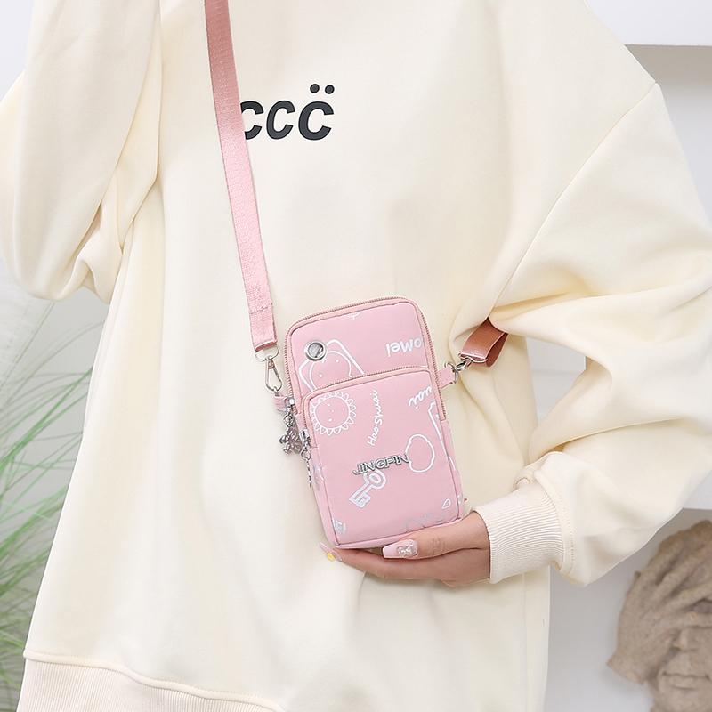 Mini-Crossbody-Handytasche für Damen – Leichter, wasserabweisender Nylonstoff mit Kartenfächern und Münzfach, Verstellbarer Riemen
