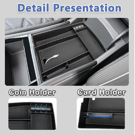 Center Console Organizer Compatible With 2024 2025 VW Volkswagen Atlas And Cross Sport Center Console Storage Box Interior Accessories(Armrest