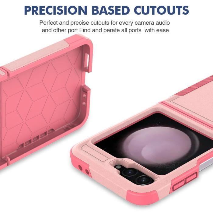 Coque pour Samsung Galaxy Z Flip 6 - Protection Hybride PC+Silicone Anti-Rayures Antichoc Rose