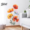 Waterproof Floral Window Clings 2Pcs Watercolor Flower Wall Stickers PVC Decals Peel And Stick DIY Murals for Home Art Decor Removable Orange Vinyl
