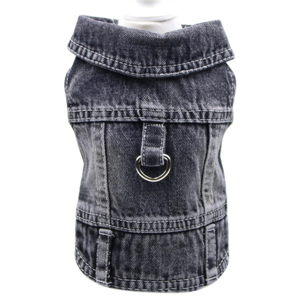 

Comfortable Puppy Harness Vest Breathable Pet Coat Outfits Fashion Dog Denim Shirts Dog Black - XL