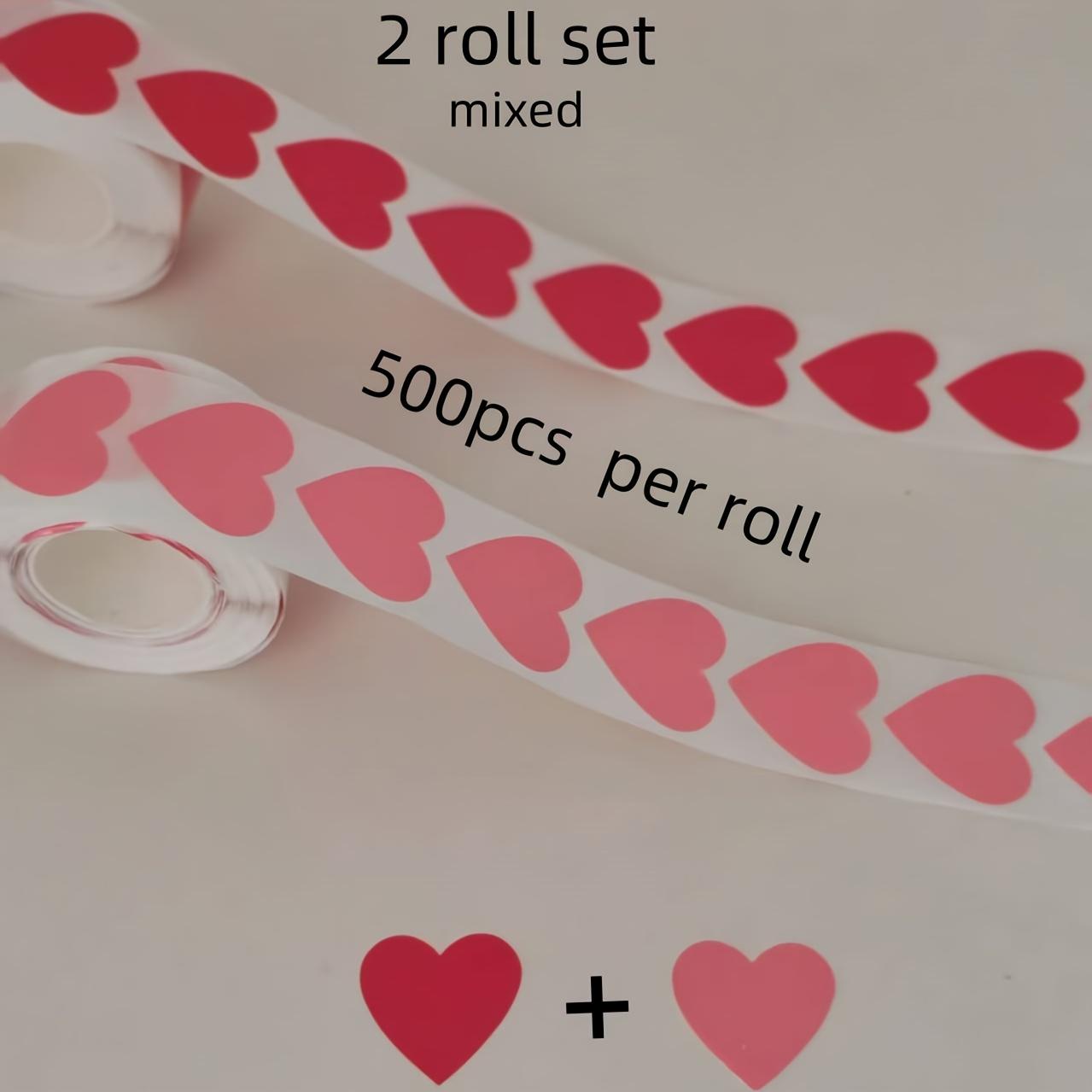 

1000pcs/2rolls Heart Stickers,2.5cm/0.98in Wide,Pink+Red Self-Adhesive Labels for Office Tag,Gift Wrapping Seals,Valentine s Day as shown