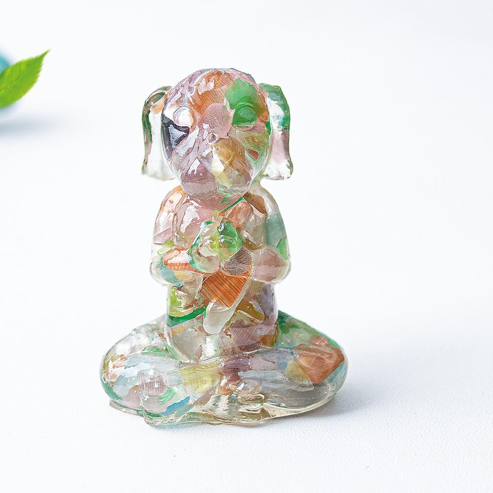 

Zen Sitting Dog Resin Art Desk Decor Handmade Crystals For Meditation Gift StyleX