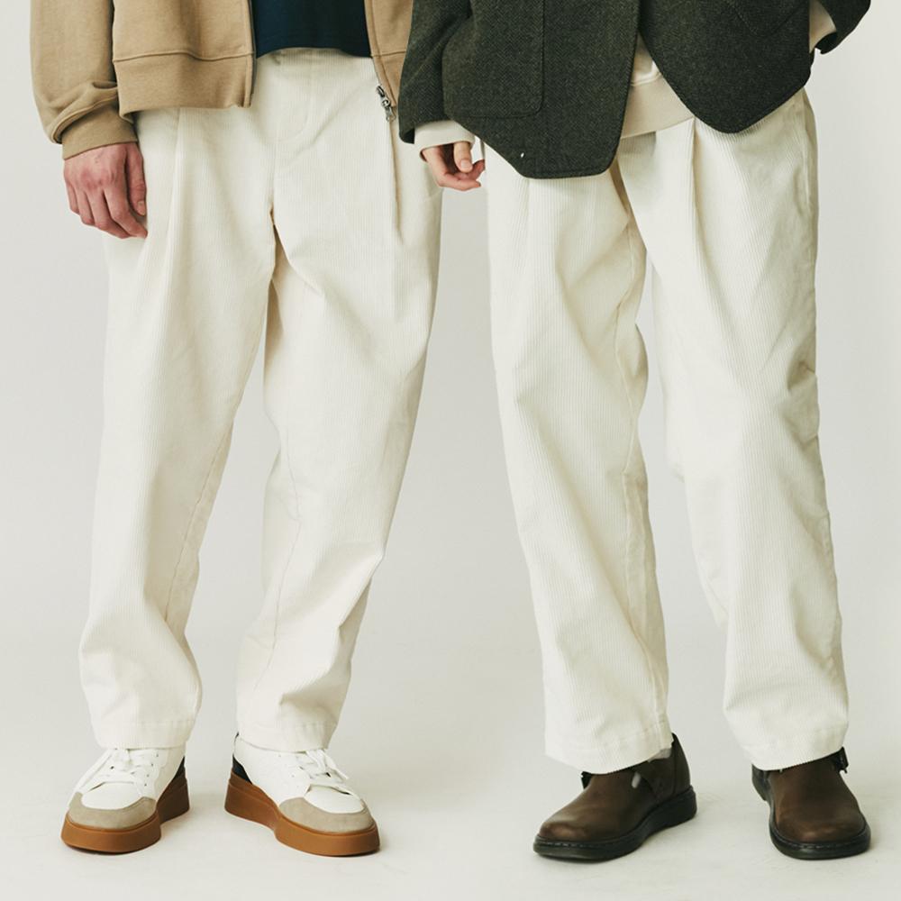 SPNK Corduroy Loose Fit Elastic Waist Pants_Ivory