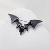 Gothic Dark Punk Enamel Bat Brooch with Shiny Rhinestones, Halloween Lapel Pin for Women and Men, Party Jewelry Gift