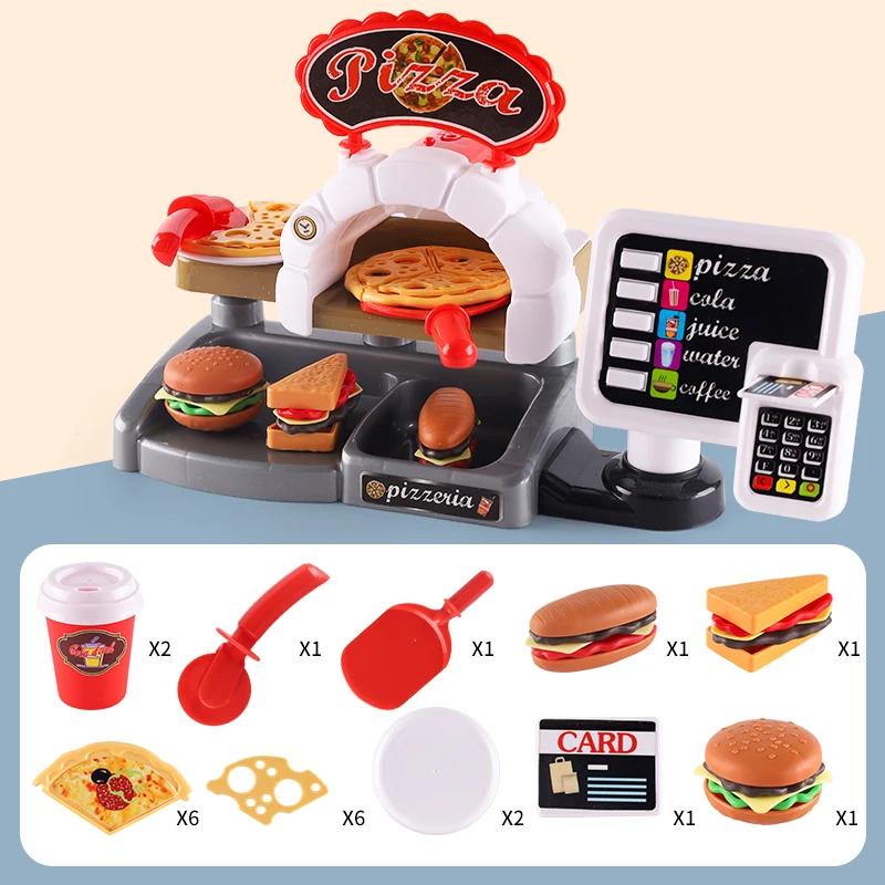 Joc Casa de Joacă Copii Bucătărie Restaurant Fast-Food Burger Cartofi Prăjiți Desert Mașină de Cafea Set Casierie Jucării Mini Educaționale Joc de Rol