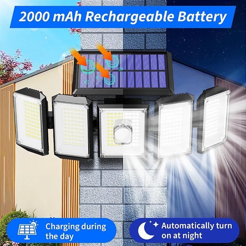 Solar Lights for Outdoor Use with Motion Sensor, 300 LEDs Super Bright with Remote, 3 Modes IP65 Waterproof for Garden