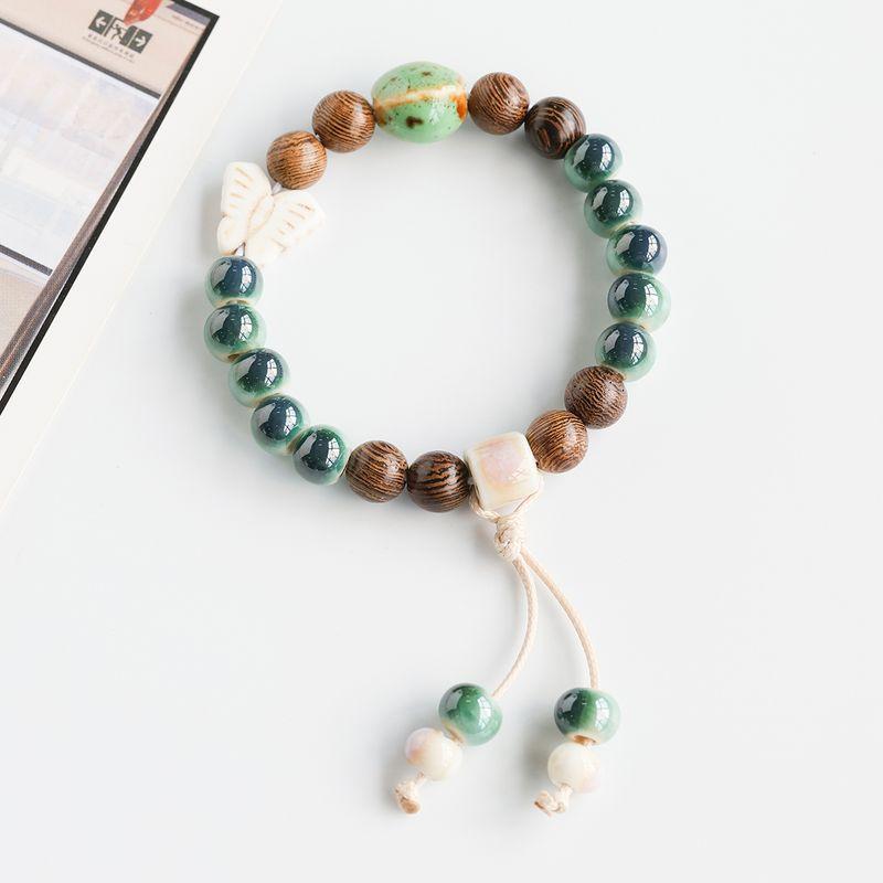 Retro Ethnic Style Jingdezhen Porcelain Beads Woven Carrying Strap Couple Hand Jewelry Student Ceramic Bracelet New Chinese Bracelet Women