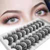 European & American Style 10-Pack False Eyelashes - Thick, Natural Extensions with Curled, Fine Stems