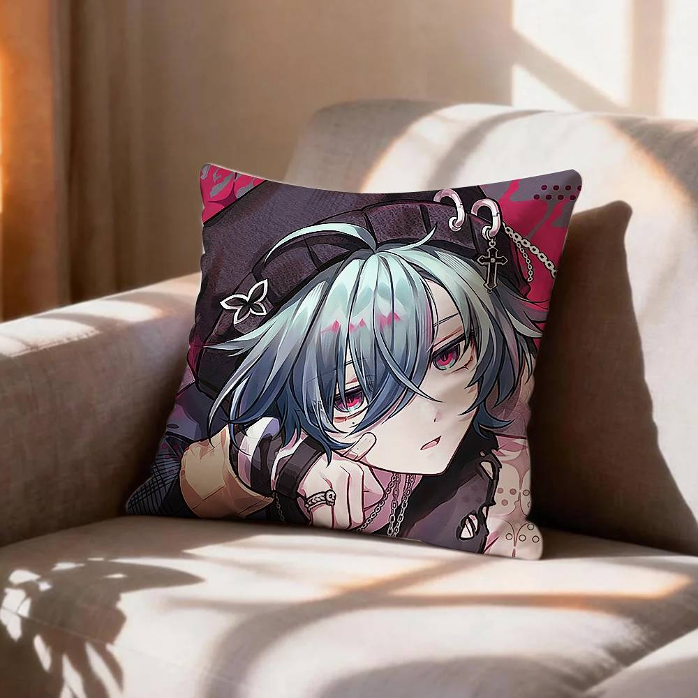 Genshin Impact Cryo LLohen Polearm Pillow Case Pattern Printed Pillowcase For Living Room Sofa Cushion Cover