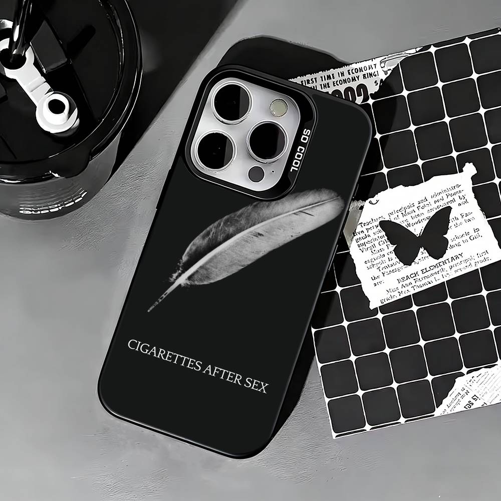 C-Cigarettes A-After Sex B-Band Phone Case For iPhone 17,16,15,14,13,12,11 Plus,Pro Max,XS,Colored Silver Phone Case