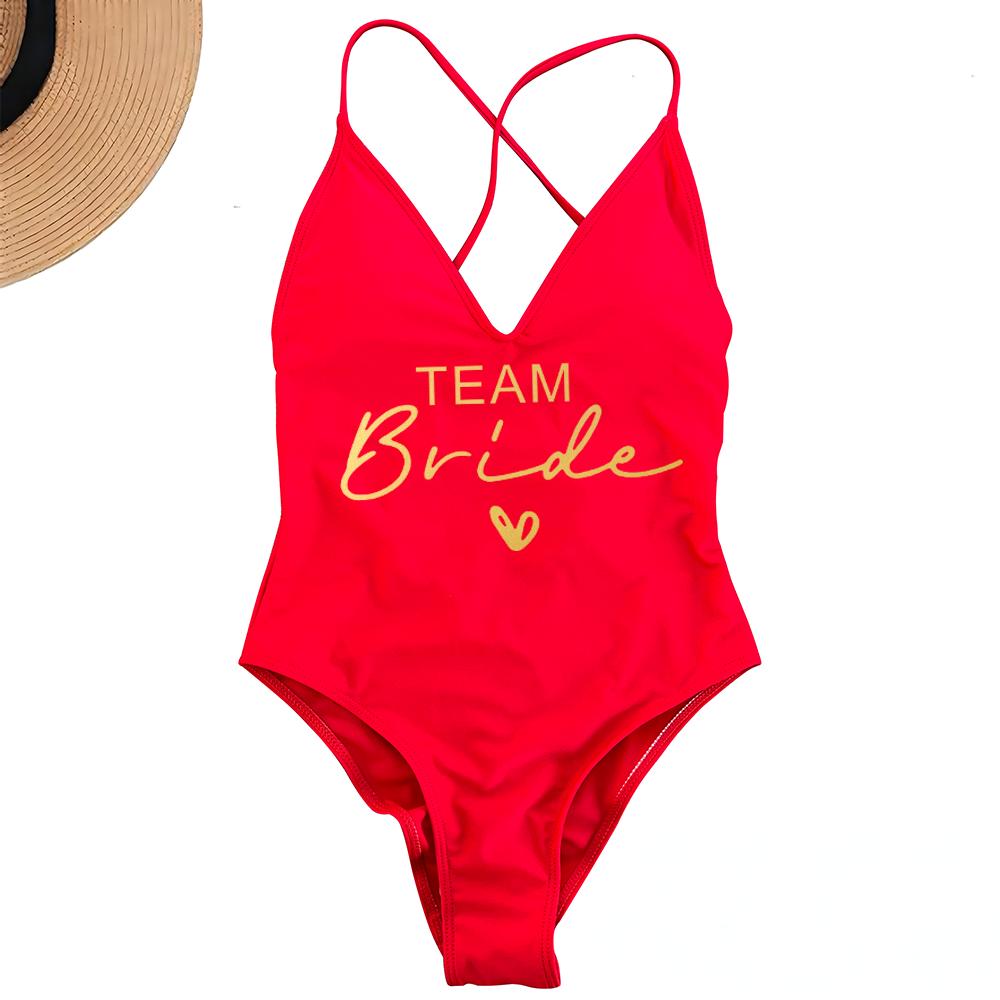 Sexy Padded One Piece Swimsuit Women Team Bride Swimwear Bikini Summer Bathing Suit Plus Size Beachwear Bachelorette Party Lady